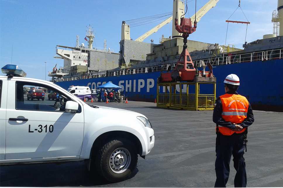 En el puerto de Antofagasta: Realizan simulacro de atención de caso de Covid-19