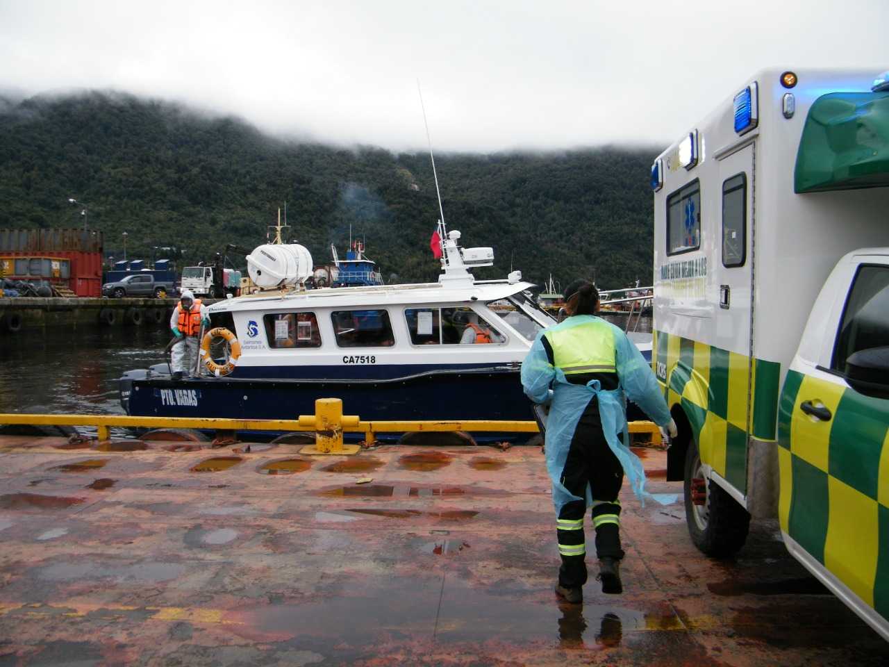En Aysén: Industria del salmón realiza primer simulacro de evacuación de operario con Covid-19