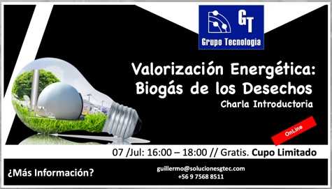 Realizarán charla sobre biogás y valorización energética de los desechos