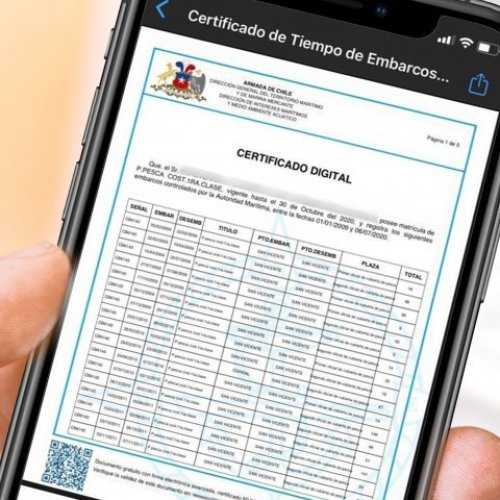 Directemar pone a disposición aplicación para obtener certificados online