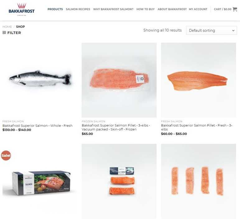 Estados Unidos: Bakkafrost abre webshop para vender salmones en línea