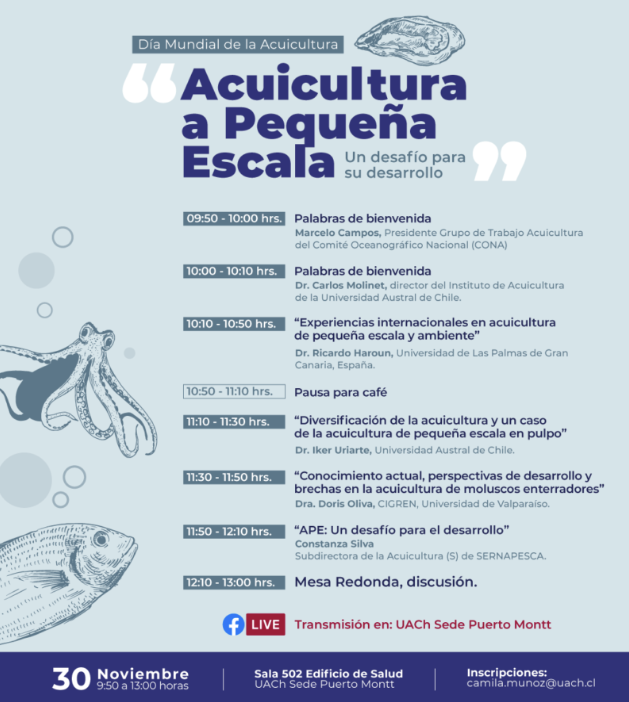 Puerto Montt: Uach invita a participar del Taller “Acuicultura a Pequeña Escala: un desafío para su desarrollo”