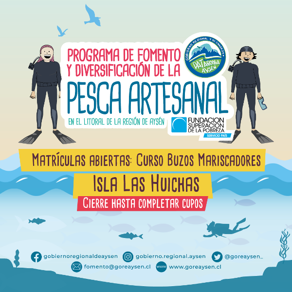 Aysén: Se inicia postulación para curso de buzos mariscadores en Islas Las Huichas